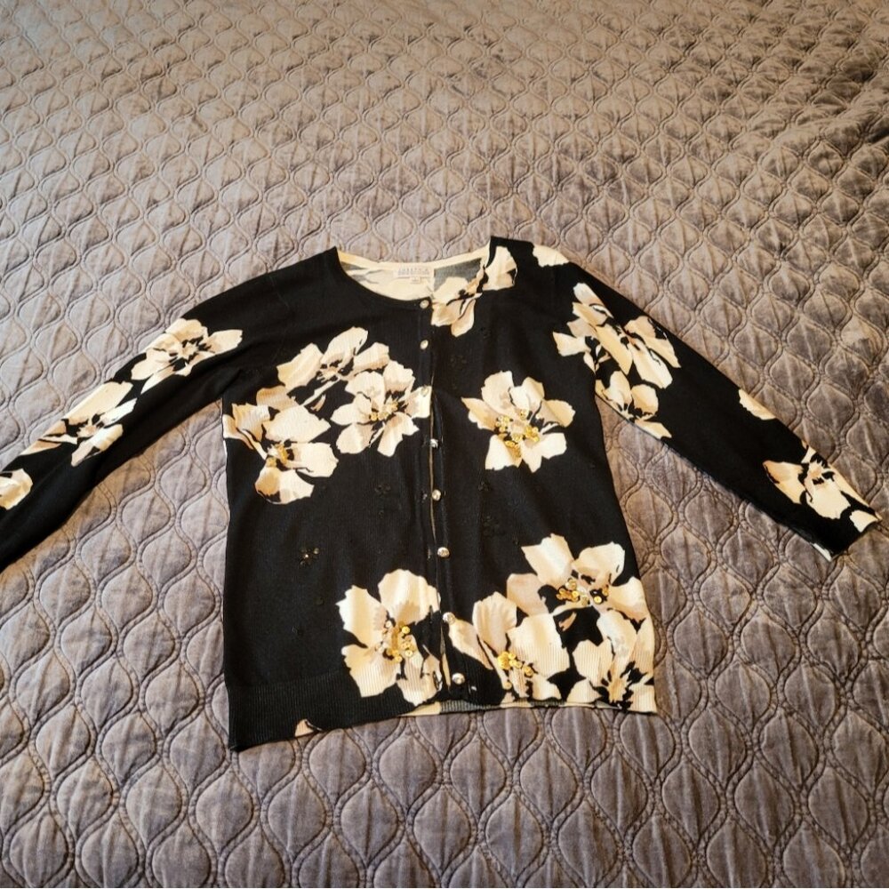 Black Cardigan w/sequence detail and buttons
